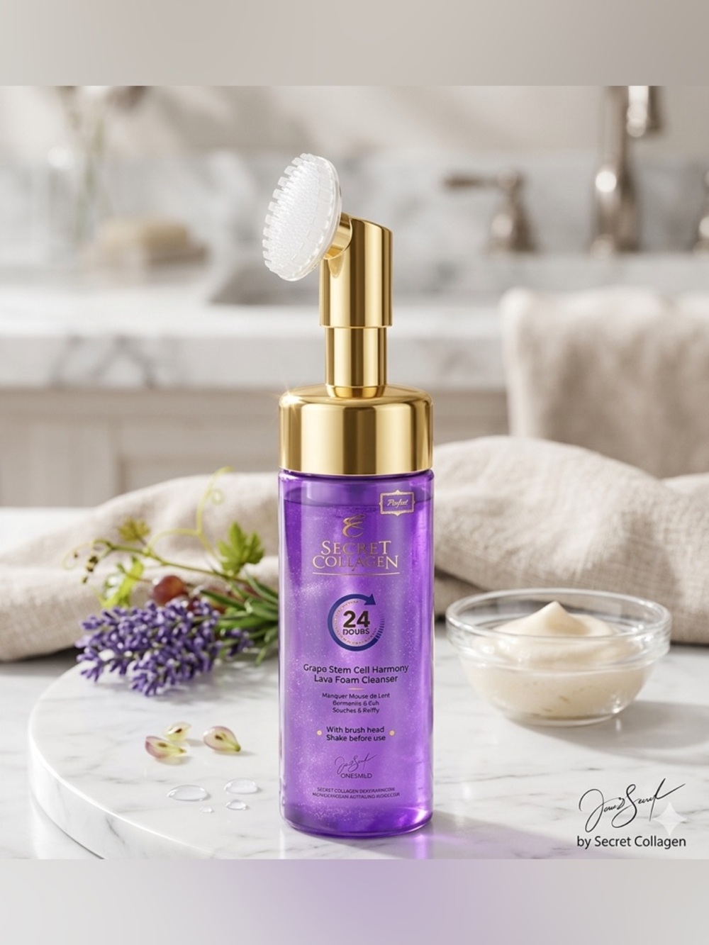 Secret Collagen Apple & Grape Stem Cell Harmony Lava Foam Cleanser ~Retail $229